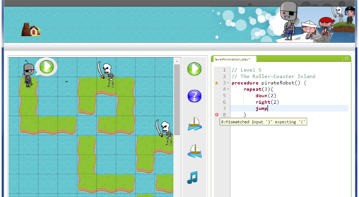 Pirate Robot: An e-learning game powered by online textual modeling with DSL Forge