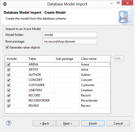 Database model importer