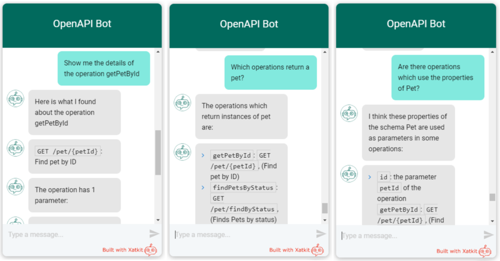 Screenshots of OpenAPI Bot