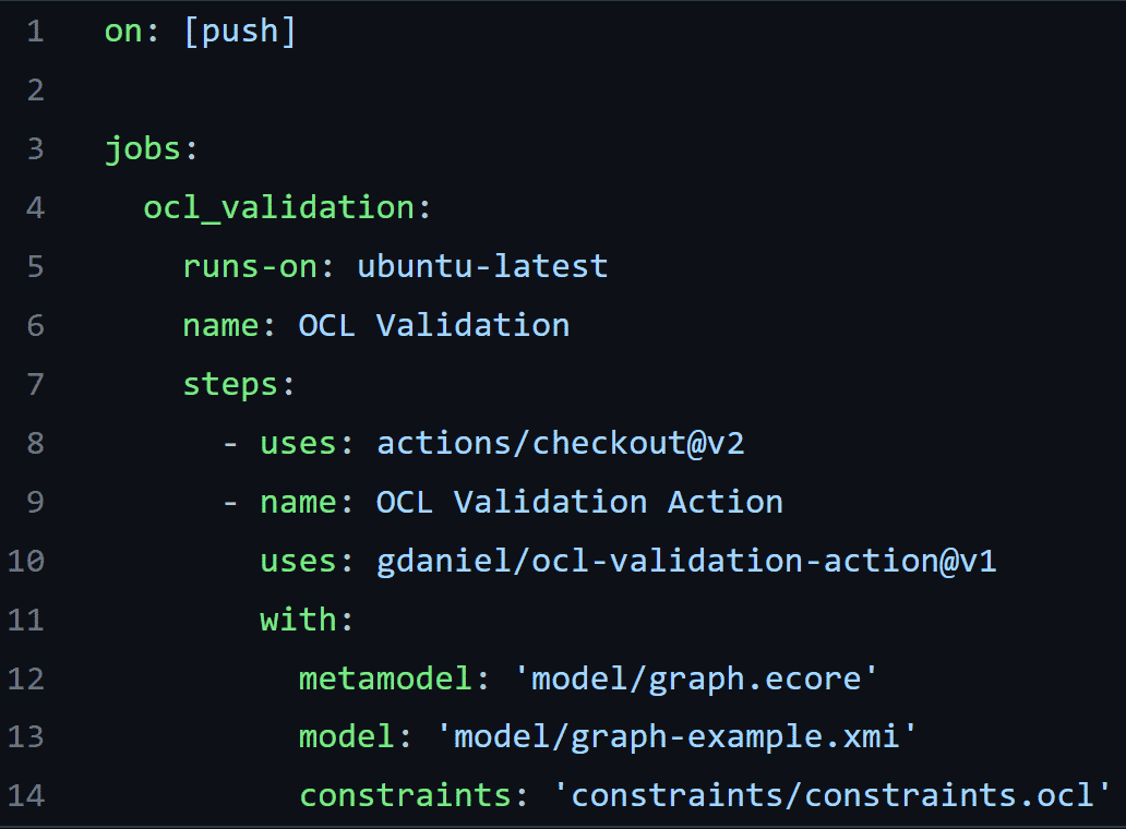 Github Workflow using the OCL action